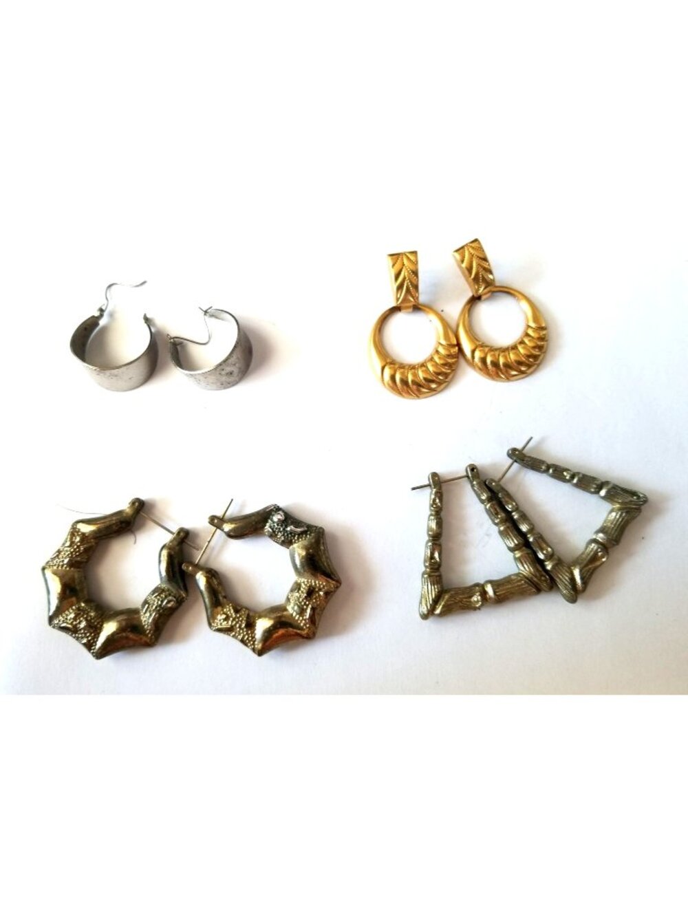 Set Of 4 Pairs Of Vintage Hoop Earrings In Mixed Metals & Designs